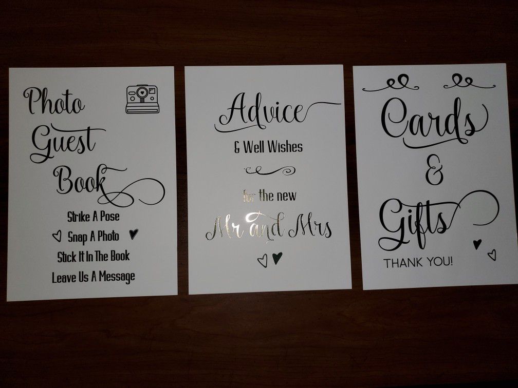 Wedding signs guestbook, advice and cards