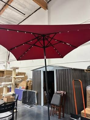 New 10x6 FT Rectangular LED Outdoor Patio Umbrella With Base