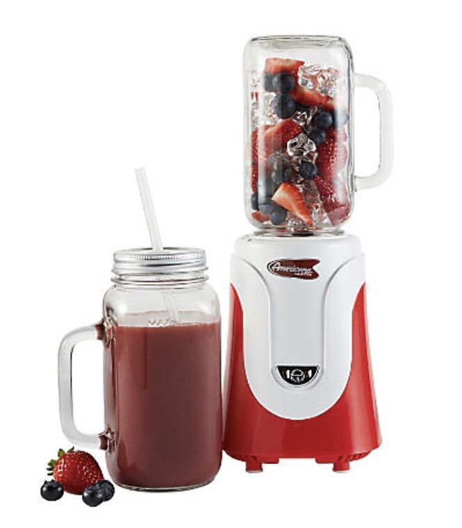 iGnite Single-Speed Mason Jar Blender-Red