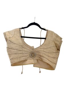 Cream Embellished Saree Blouse cropped Women’s Sz m-l
