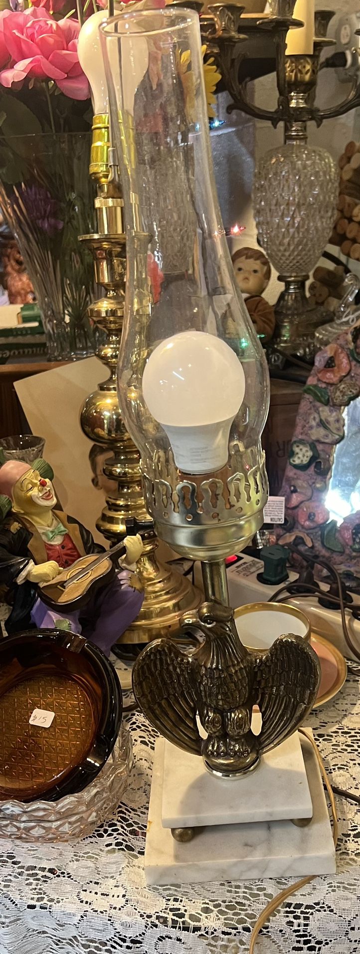 Vintage brass & federal Eagle lamp p/u Jamison or Willow Grove Pa 
