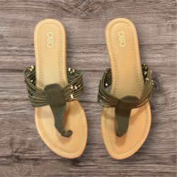 Cato Olive Green Sandals with Stretchy Comfortable Foot Straps