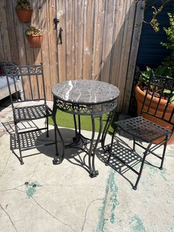 Aged 3pc Marble Bistro Set