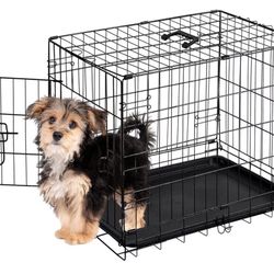Sweetcrispy 24-Inch Single-Door Dog Crate–Durable Metal Pet Kennel
