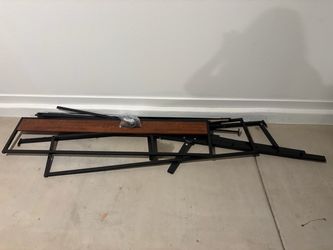 Queen Size Bed Frame – Rustic Wood & Black Metal Industrial Style