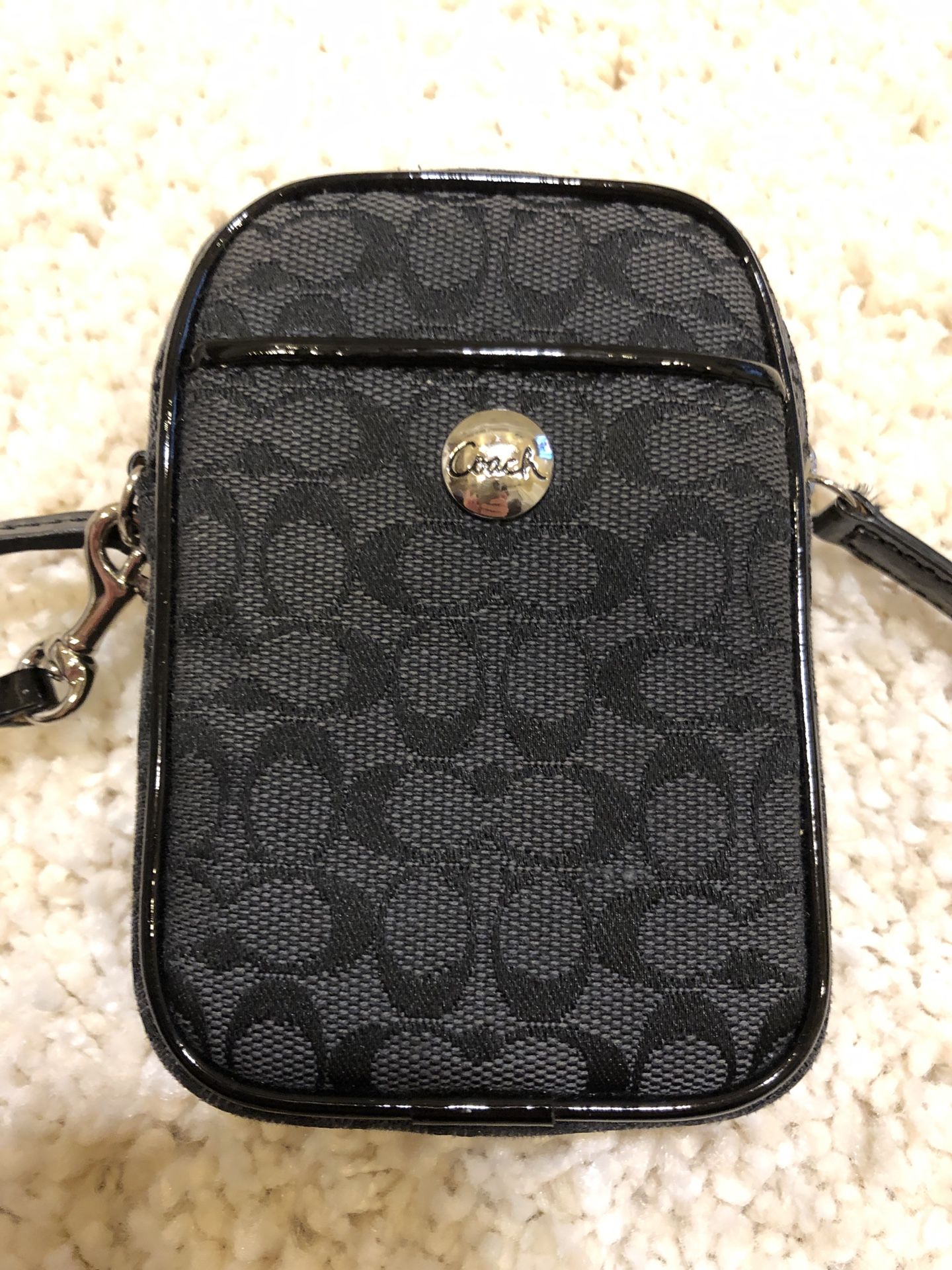 Coach Phone Camera Case Wristlet Black