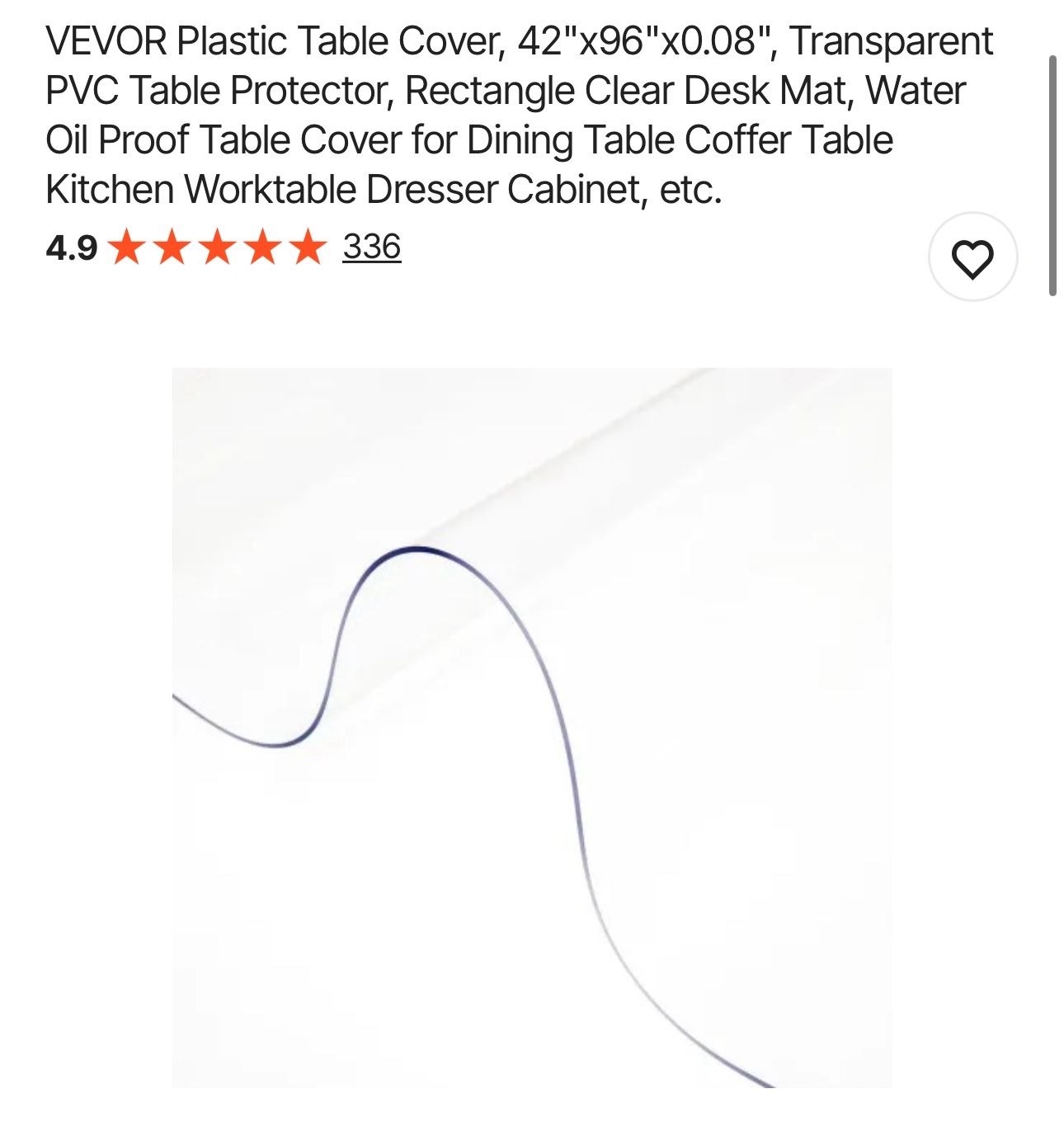 Plastic Table Cover, 42"x96"x0.08",