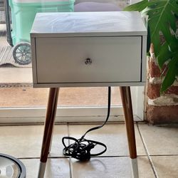 Modern Side Table with USB & Outlet