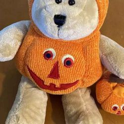 Starbucks Bearista Halloween Jack O Lantern Teddy Bear 2008 10" 77th Edition