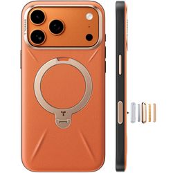 TORRAS Q3 VegSkin For IPhone 17 Pro Max Case Leather, 360 Spin Magnetic Stand, Fit For MagSafe, Camera Control, Shockproof Premium Organic Silicone Le