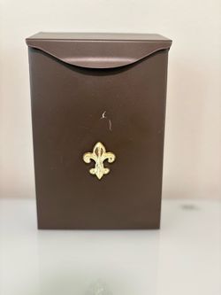 Brown Metal Wall-Mount Mailbox with Fleur-de-Lis