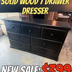 SOLID WOOD 7 DRAWER DRESSER