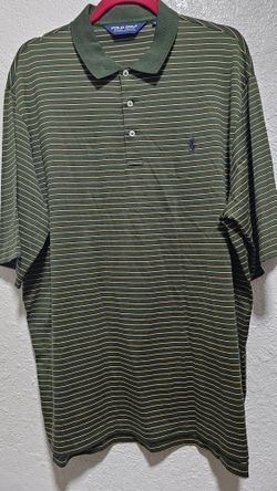 Polo Golf Ralph Lauren Men Medium Stretch Shirt Green Striped Athleisure Pima