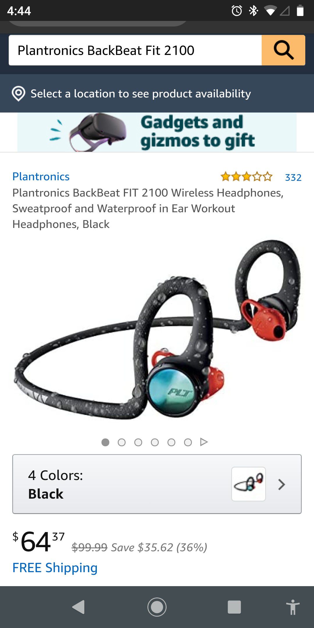 Brand New Plantronics BackBeat Fit 2100 Bluetooth Wireless Sport Earbuds