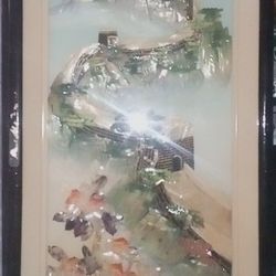 Set of 4 Chinese 3D Carved Mother Of Pearl Shell Art Shadow Box Wood Frame