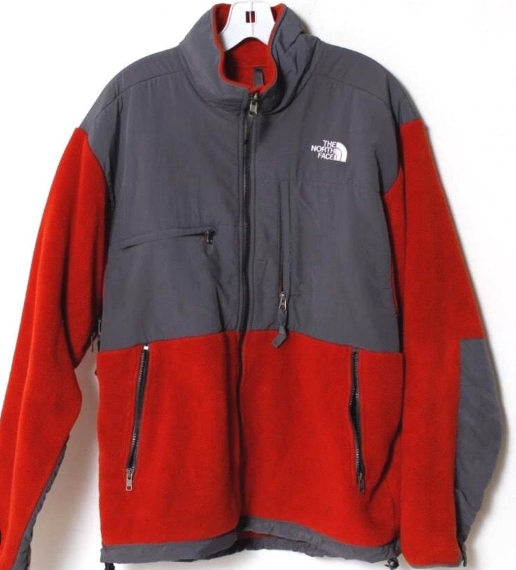 large red north face denali fleece