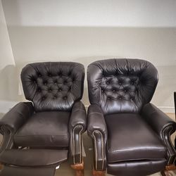 Large Real leather / Wood Reclining Sofa Chairs 