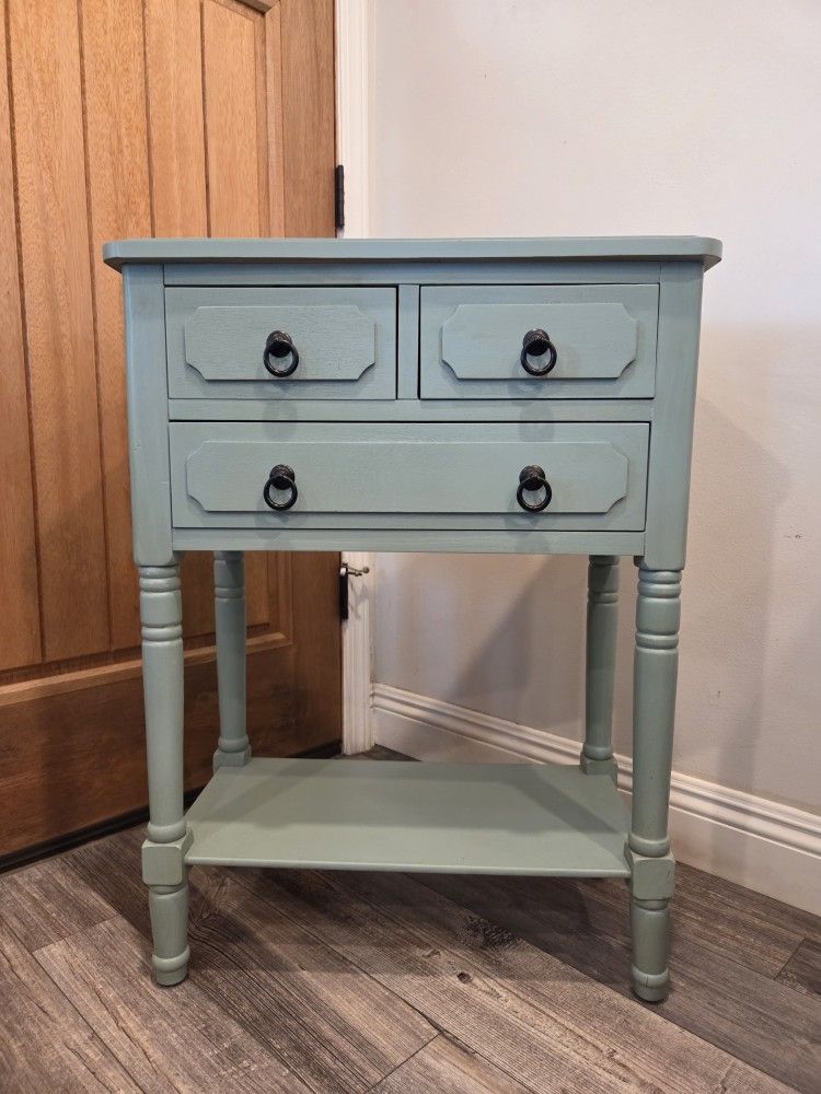 Wood Console Table with 3 Drawers & Shelf