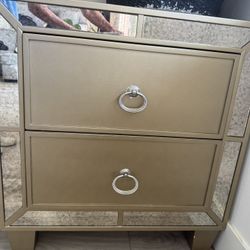 Gilded Mirror 2 Deep Drawer Tables 