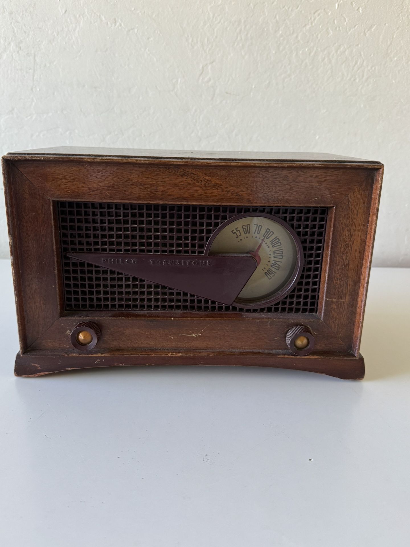 Philco Transitioned Radio Flying Wedge Post War 1959 Vtg Works Tested