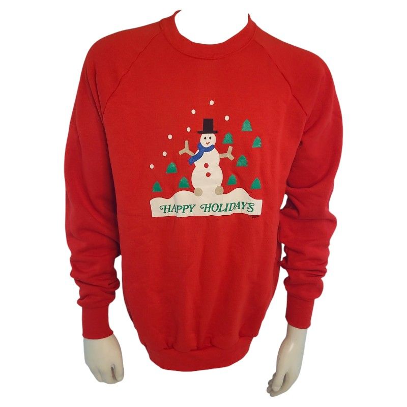 1988 Screen Stars XL Snowman Sweatshirt Vtg 80's Crewneck Ugly Christmas Sweater