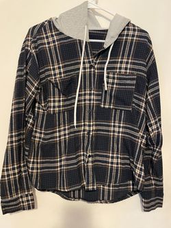 Plaid shirt with hood