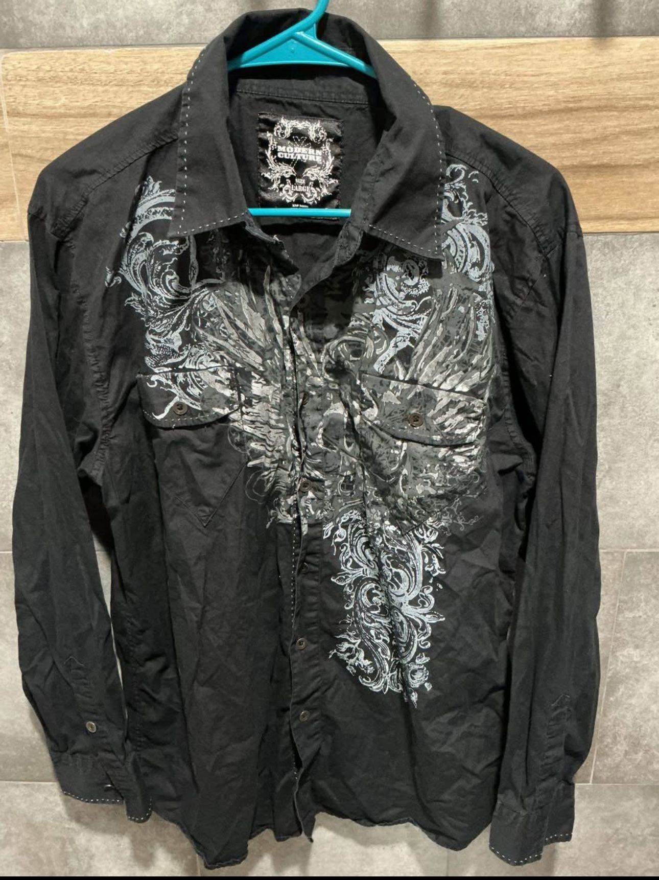 Modern Culture Long Sleeve Black Shirt Large 