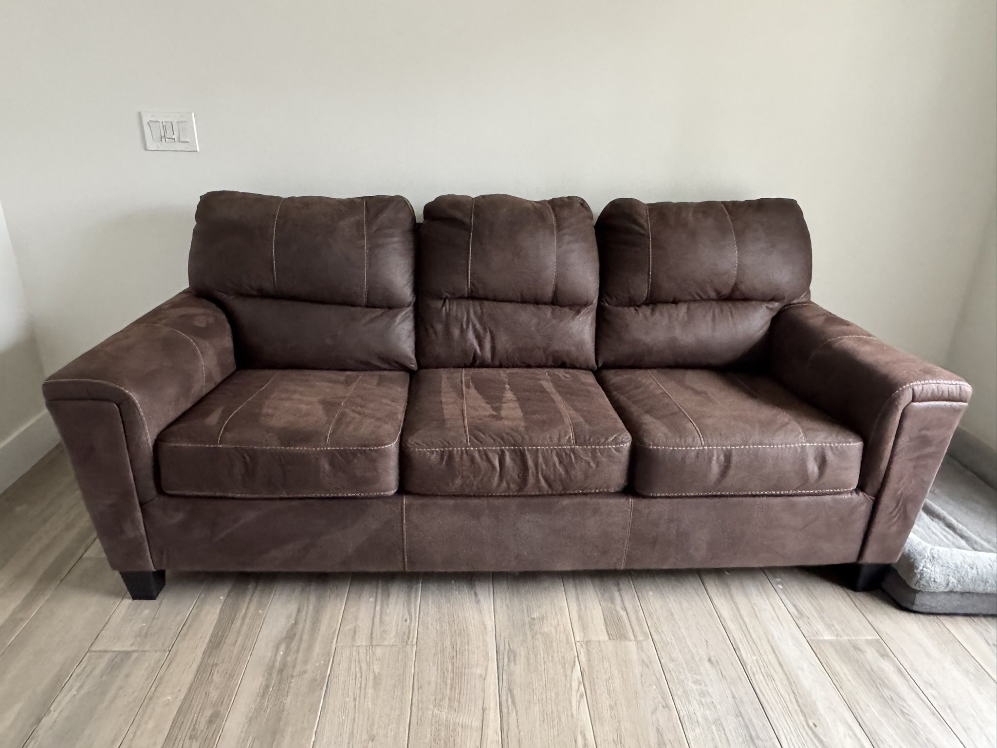 Brown 3-Seater Sofa with Pull-Out Full Bed