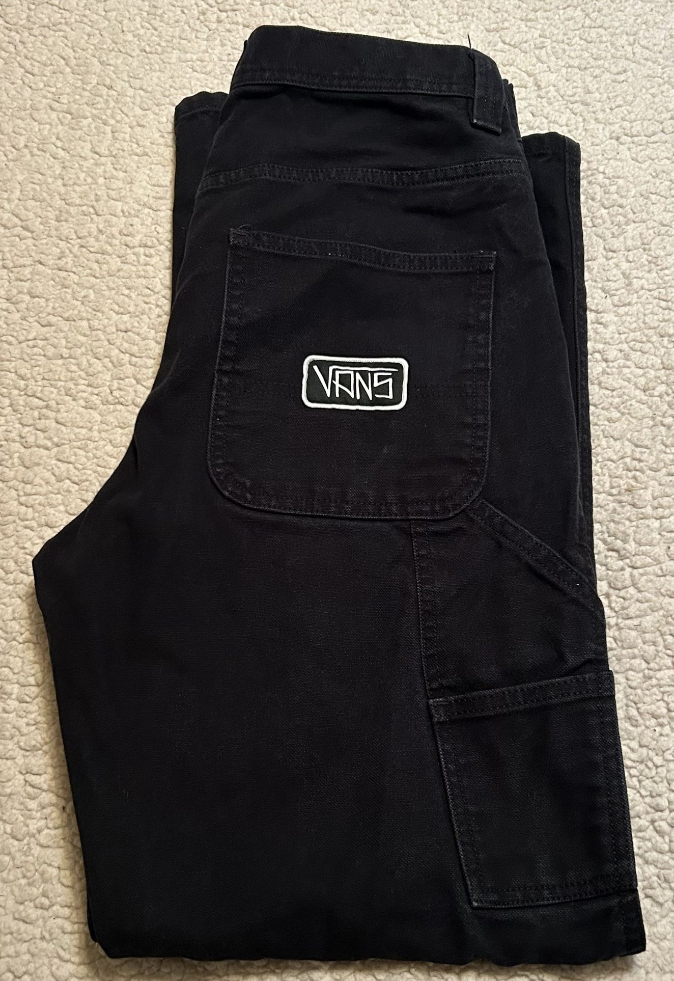 Vans Men's Y2k Pants Black Canvas Elijah Berle Carpenter Skater Baggy Loose Fit-Size: 29x29  💥$22💥