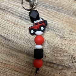 Beaded Red Jeep Key Chain/Purse Charm