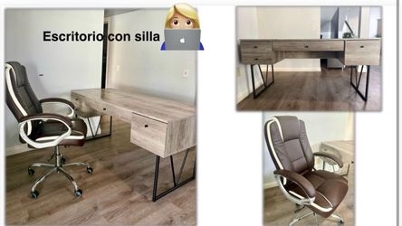 Modern Desk + Office Chair Set