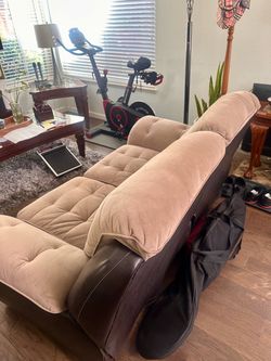 Couch/recliner and echelon gym stationary bike