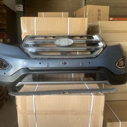 Front Bumper Assembly With Grilles Fog Bezels And Sensor Holes For 2016 2017 2018 2019 Ford Edge