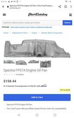 Oil Pan For Ford Fusion And Mercury Milan