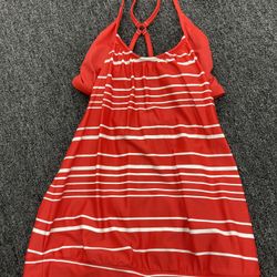 Athleta Red Striped Workout Top