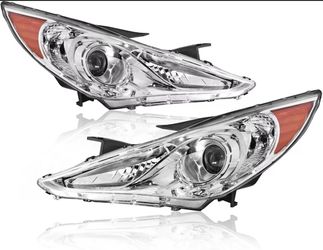 For 2011-2014 Hyundai Sonata Headlights Assembly Pair Chrome Housing Headlamp