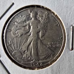1942 Walking Liberty Half Dollar Coin 90% Silver Collectible Lady Eagle on Rock