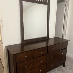 Brown Dresser With Mirror