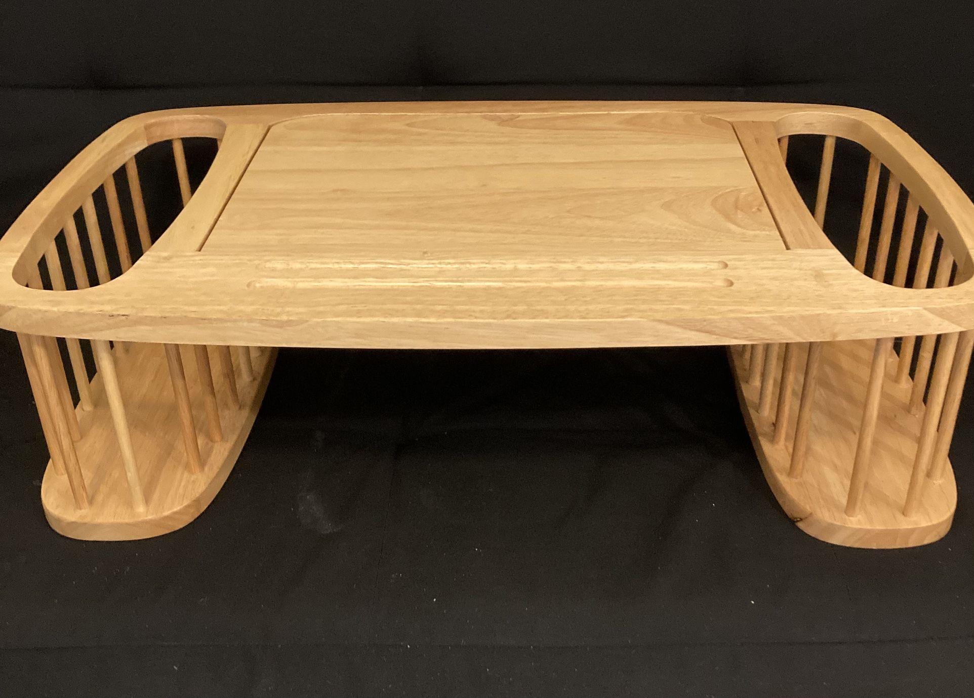 Vintage Wooden Bed Tray With Adjustable Stand and Side Storage