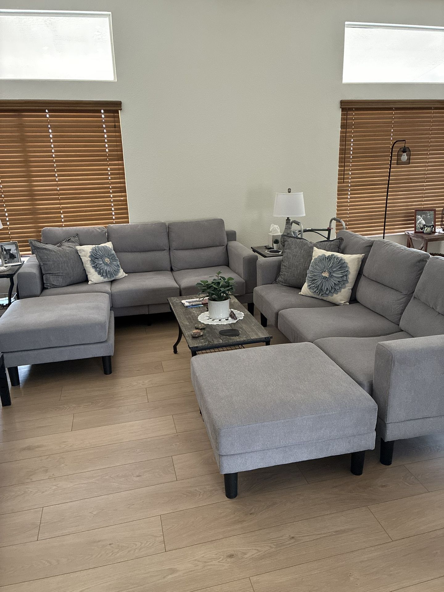 Gray Couches With Ottomans