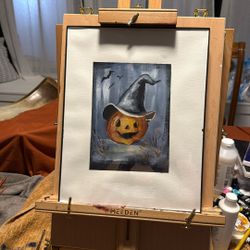 Happy Pumpkin Painting Framed