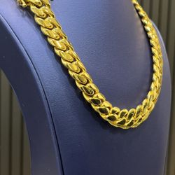 🌴 14MM MIAMI CUBAN LINK CHAIN 18” 🏆 14K GOLD OVER SILVER 