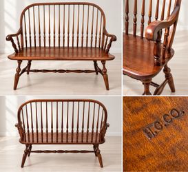 Price Firm -Late 20th Century L. Hitchcock Settee / Bench Solid Wood