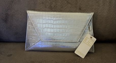 Urban Expressions Metallic Silver Croc-Embossed Clutch