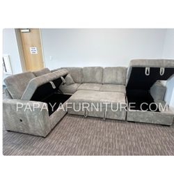 New! Upholstered Large Sectional sofa Bed, Sectional, Sofa, Sofabed, Sofa Bed, Sleeper Sofa, Sectional Sofa With Pull-out Bed, Large Sofa With Storage