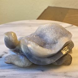 1.2 Lb (526g) Druzy Agate Turtle Quartz Crystal 