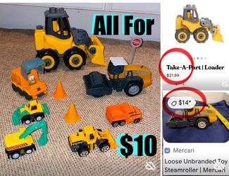 $10 FOR ALL CONSTRUCTION CARS/TRUCKS 🚧 IN GREAT CONDITION 2 ARE PUSH & GO
