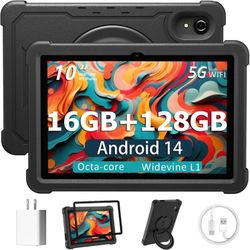 10" Android 14 Tablet, 16GB RAM 128GB ROM,1TB Expandable, Octa-Core, Dual Camera  