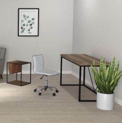 White leather vanity desk chair