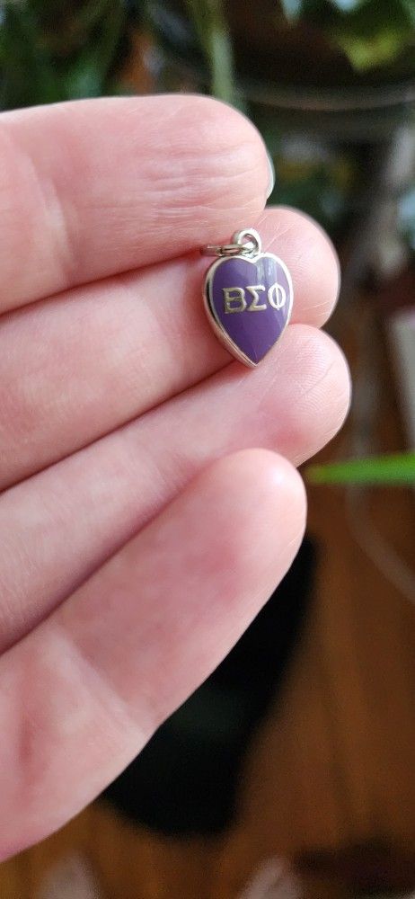 Beta Sigma Phi Purple Heart Charm Vintage